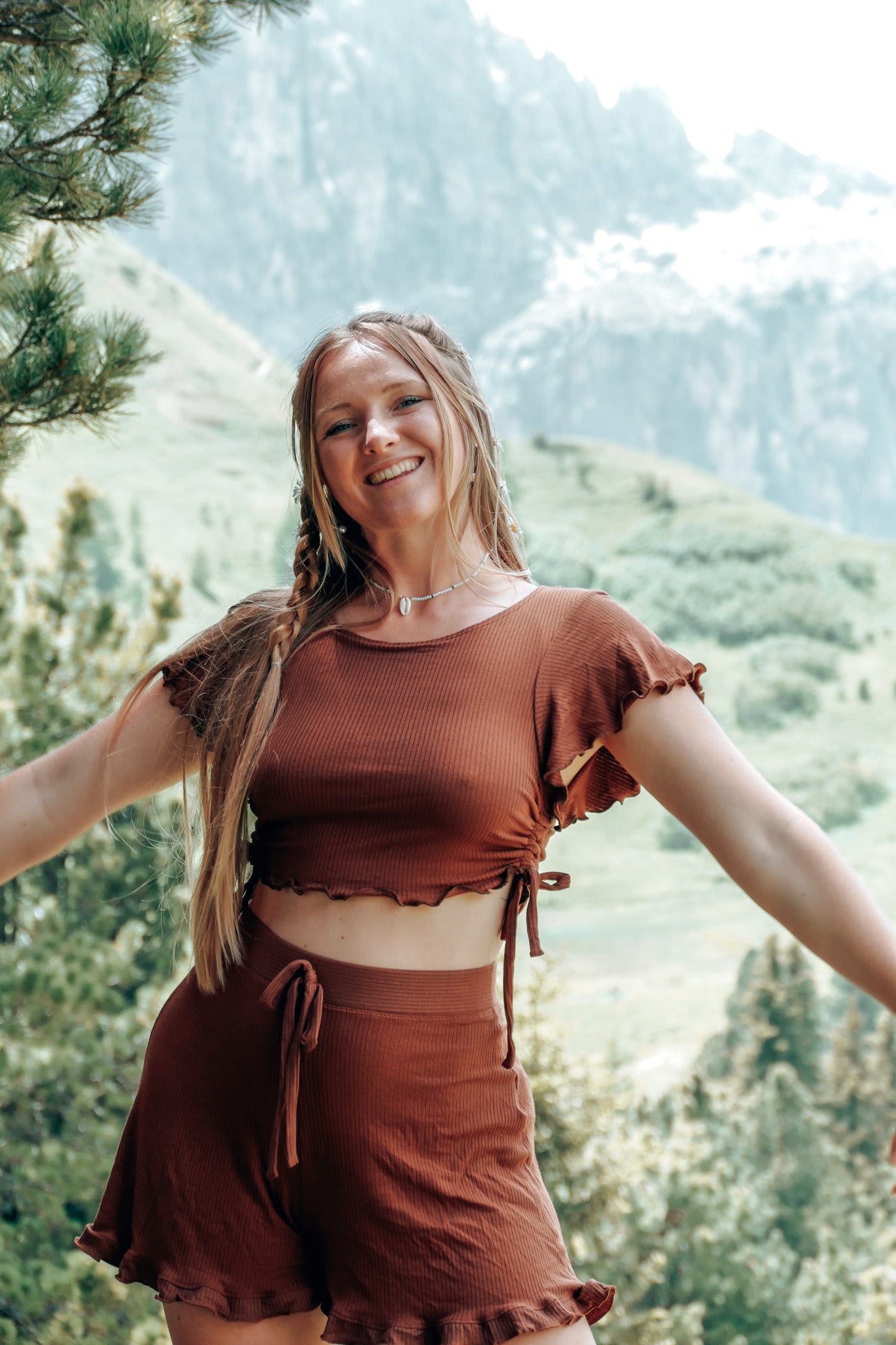 Bequemes Crop Top für den Sommer für Damen aus geripptem Stoff