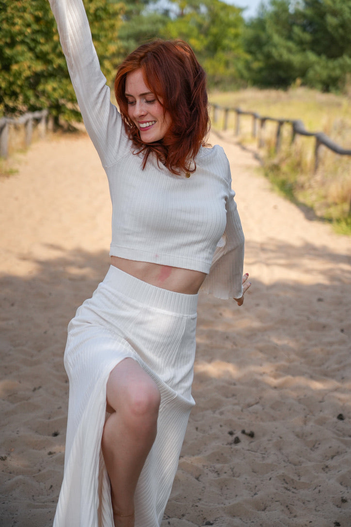 Modischer Pullover in edlem Muschelweiß, ideal für einen frischen Look.