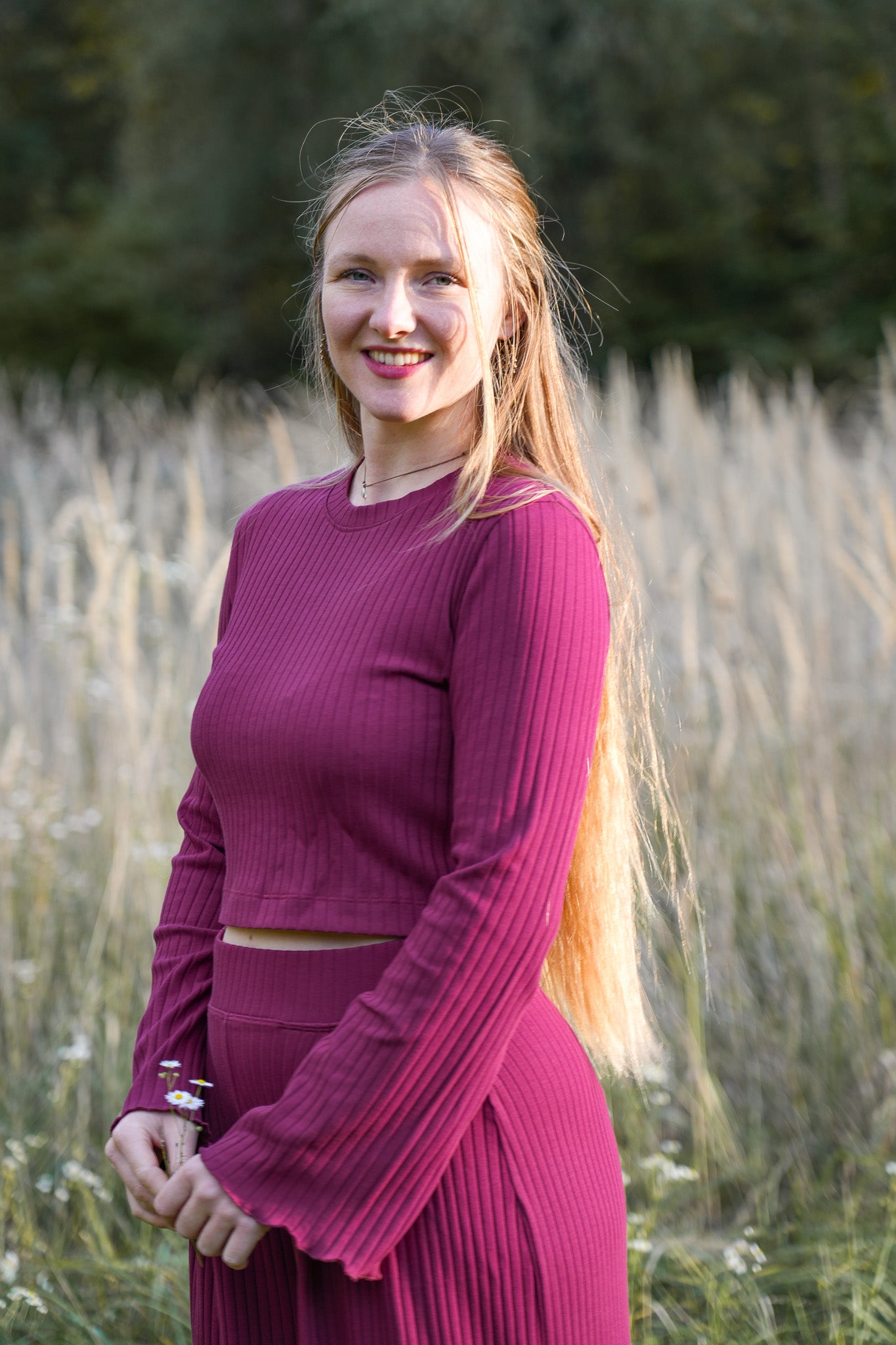 Weicher und schöner Crop Pulli in Fuchsia für Damen