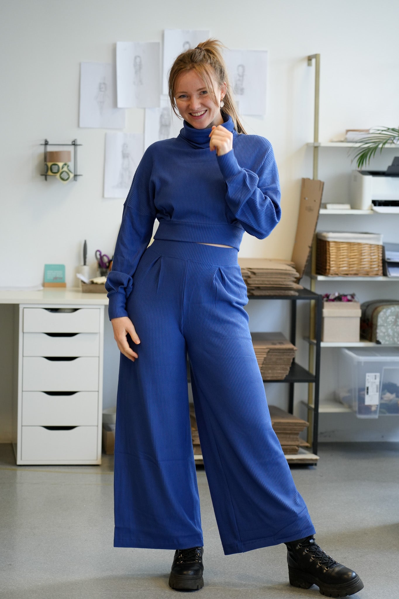 Stylische Freizeithose aus Bio-Stoff in Blaunuance