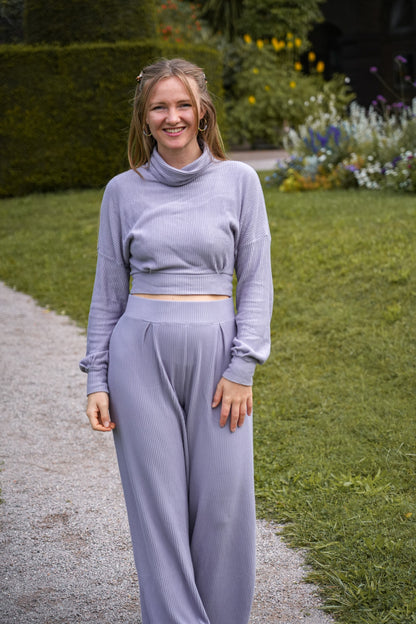 Bequeme Loungwear Hose in schickem Design aus geripptem weichem Stoff

