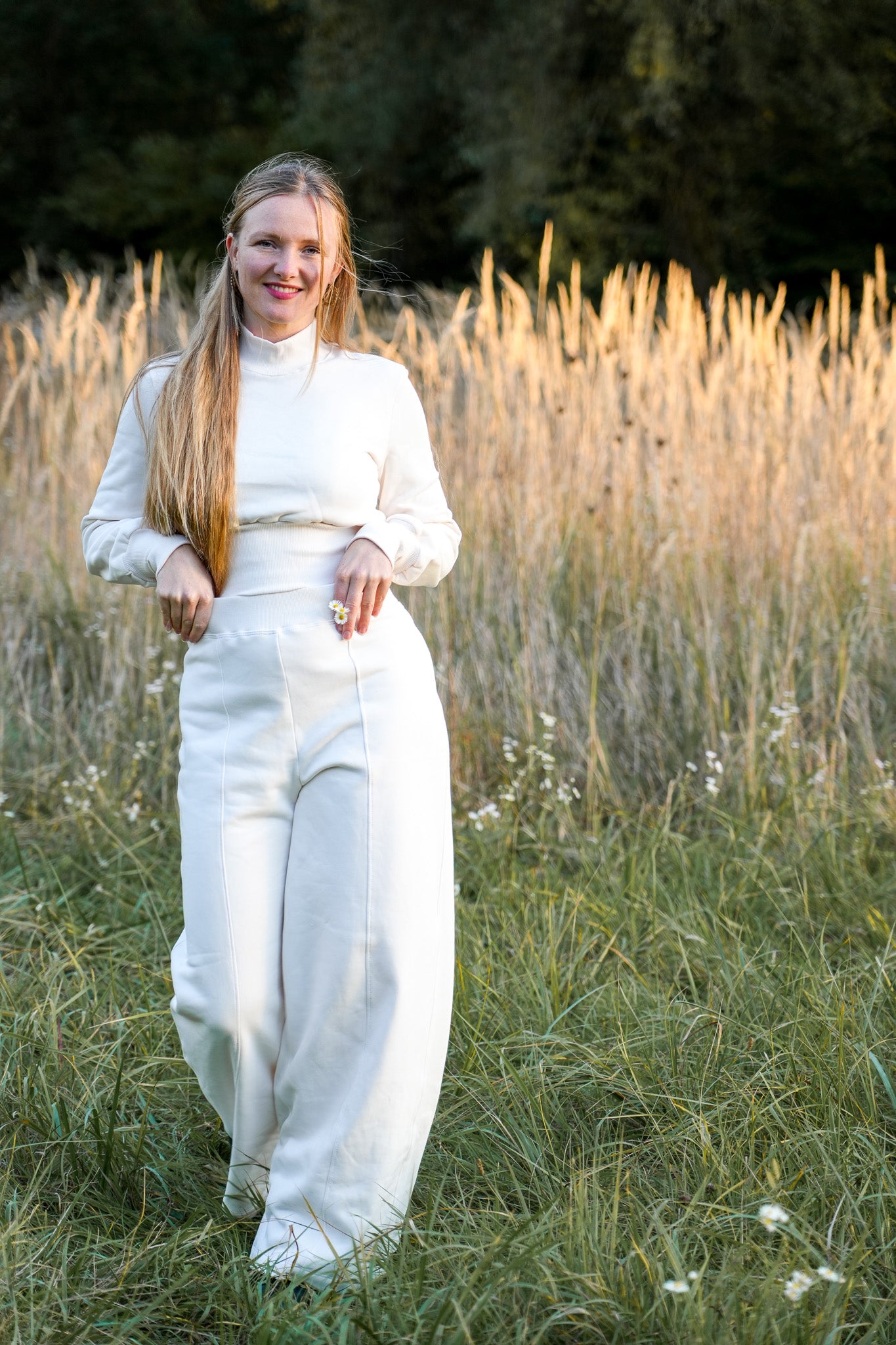 Figurbetonte Hose mit hohem Bund und flauschigem Innenfutter