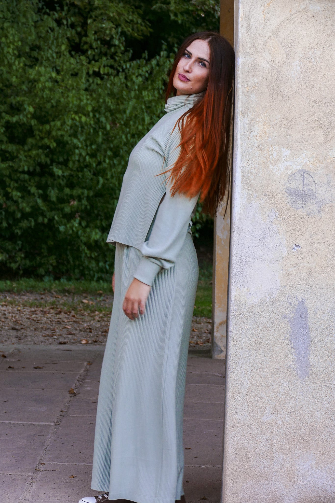 Komfortable Hose in weicher Rippstruktur, Farbe Mint