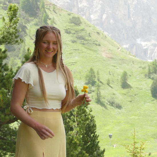 Crop Top mit weiten Ärmeln und einem schicken Schnitt für den Alltag in Muschelweiß