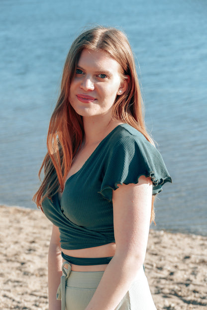 Nachhaltiges Wickeltop zum binden für Damen in grün