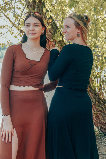 Langer Rock mit Schlitz für Damen aus bequemem und dehnbarem Stoff