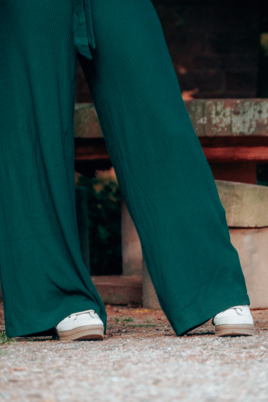 Nachhaltige Wide Leg Pants mit breitem Bündchen aus warmen Stoff für Damen